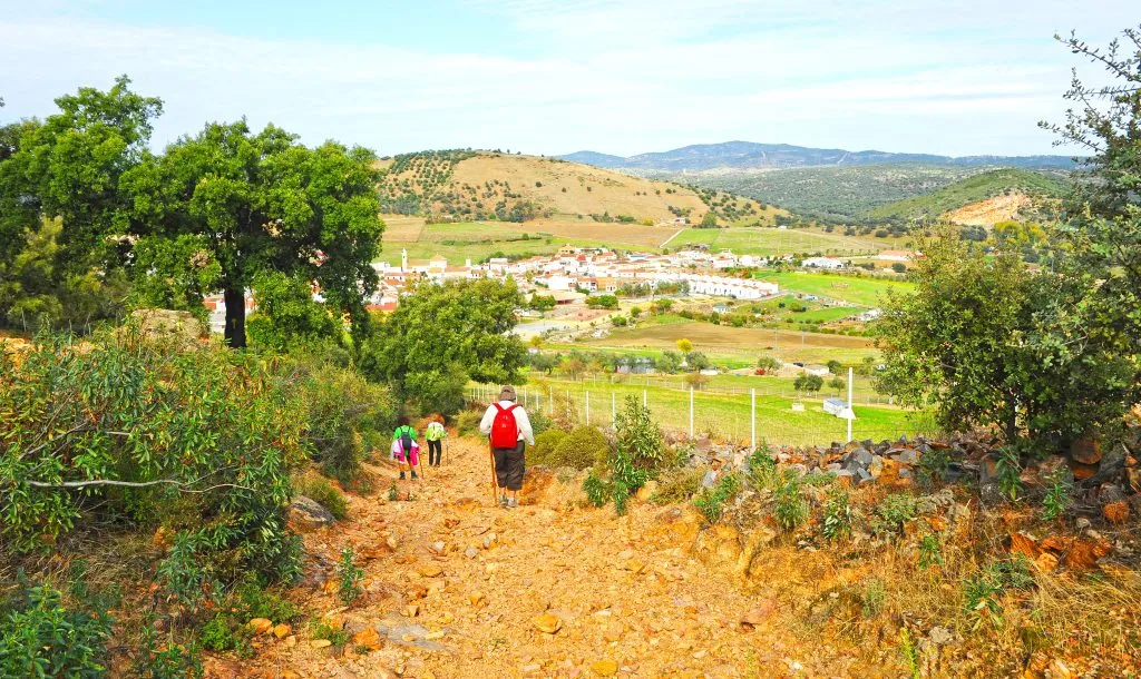 Pilgrims in Calvary Hill (Cerro del Calvario) near Almaden de la Plata, province of Seville. Via de la Plata is the name of St. James Way (Camino de Santiago) from Seville to Santiago de Compostela.